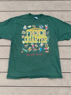Vintage Hanes Beefy New Orleans French Quarter Shirt Mens XL Green Single Stitch